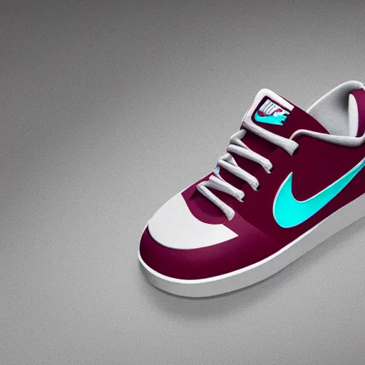 Prompt: nike sneaker in the shape of a heart infront of a single color background, octane render, highly detailed