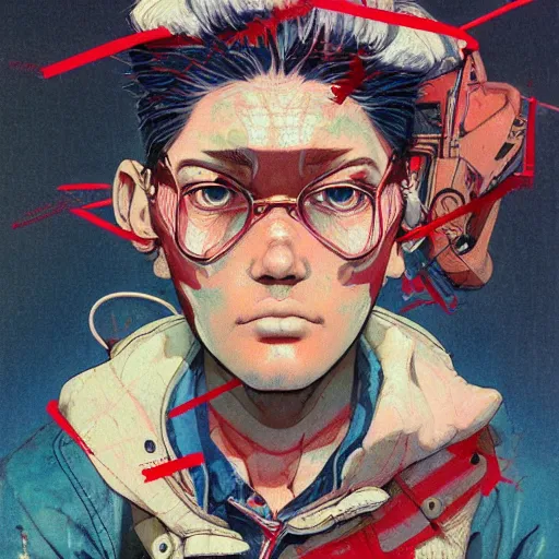 Image similar to prompt : soviet punk portrait soft light painted by james jean and katsuhiro otomo and erik jones, inspired by akira anime, smooth face feature, intricate oil painting, high detail illustration, sharp high detail, manga and anime 1 9 9 9