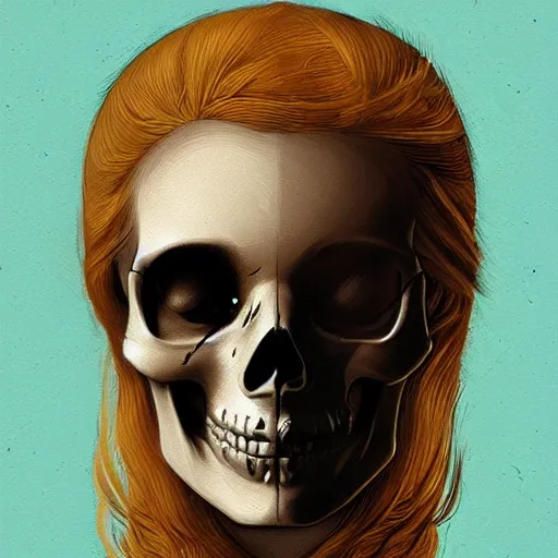 Image similar to portrait skull girl by petros afshar, da vinci, laurie greasley, jc leyendecker and singer sargent