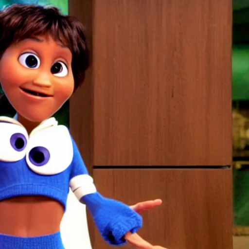 Prompt: halle berry as an anthropomorphic blueberry. pixar character