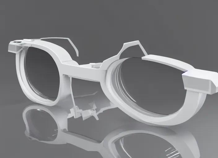 Prompt: white futuristic glasses on a marble table, hyper detailed, 8k resolution, octane render