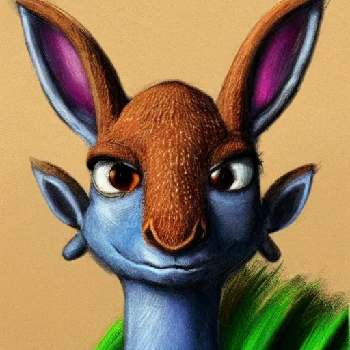 Image similar to a dik dik monster with a cross earring, chalk, colorful, digital art, fantasy, magic, trending on artstation, ultra detailed, professional illustration by Basil Gogos