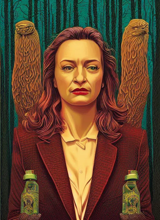 Prompt: Twin Peaks poster artwork by Casey Weldon