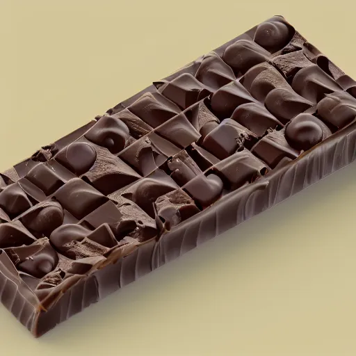 Prompt: blueprints of a section of a candy bar with 3 layers of chocolate, marzipan and nougat, by dan mumford, by roger dean, by laurie lipton, volumetric lighting, rendered in octane, realistic shadows, 4k resolution