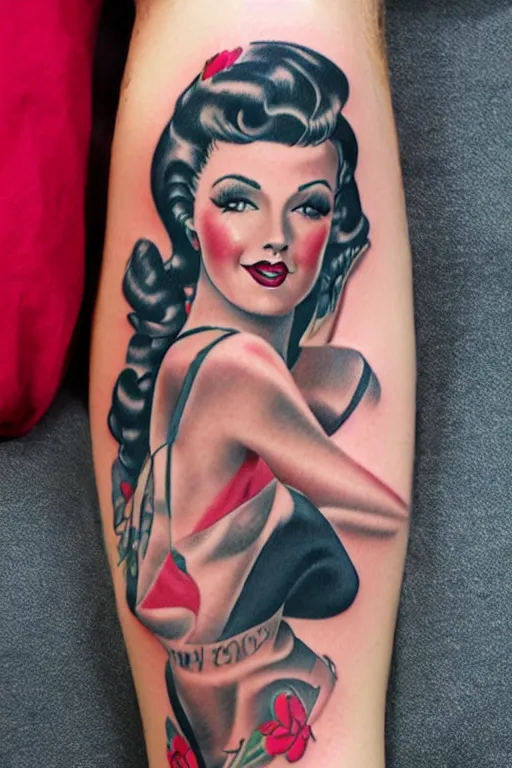 Image similar to pinup girl tattoo by Ryan Ashley