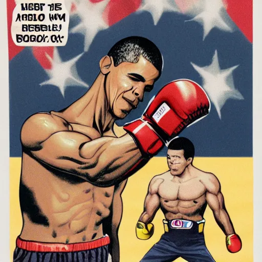 Prompt: obama boxing with gundam