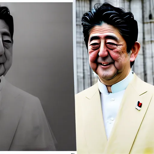 Image similar to shinzo abe is the new pope, ( sony a 7 r iv, symmetric balance, polarizing filter, photolab, lightroom, 4 k, dolby vision, photography award, vogue, perfect face )