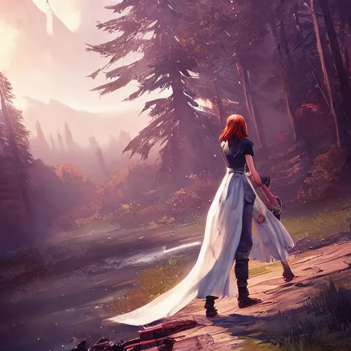 Image similar to 🤖👰, style game square enix life is strange remake, trending on artstation, painted by greg rutkowski, render with game the last of us parte ii details