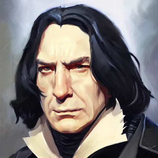 Prompt: greg manchess portrait painting of armored severus snape as overwatch character, medium shot, asymmetrical, profile picture, organic painting, sunny day, matte painting, bold shapes, hard edges, street art, trending on artstation, by huang guangjian and gil elvgren and sachin teng