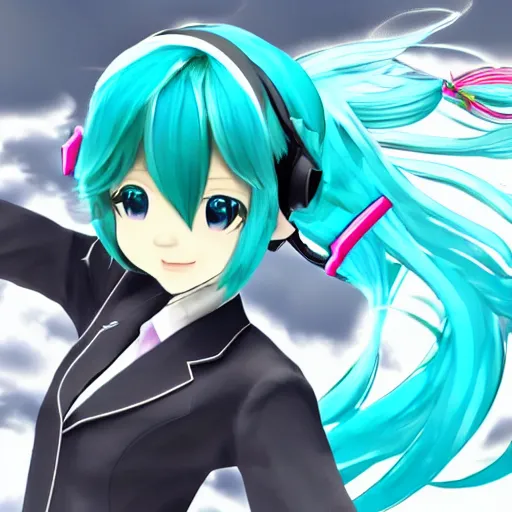 Image similar to hatsune miku in csgo mod, player skin, screenshot