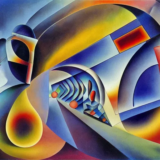 Prompt: a hd surrealism painting of 3d cast glass galactic cubism tunnel sculptures by dali and kandinsky, ultra detailed, 8k