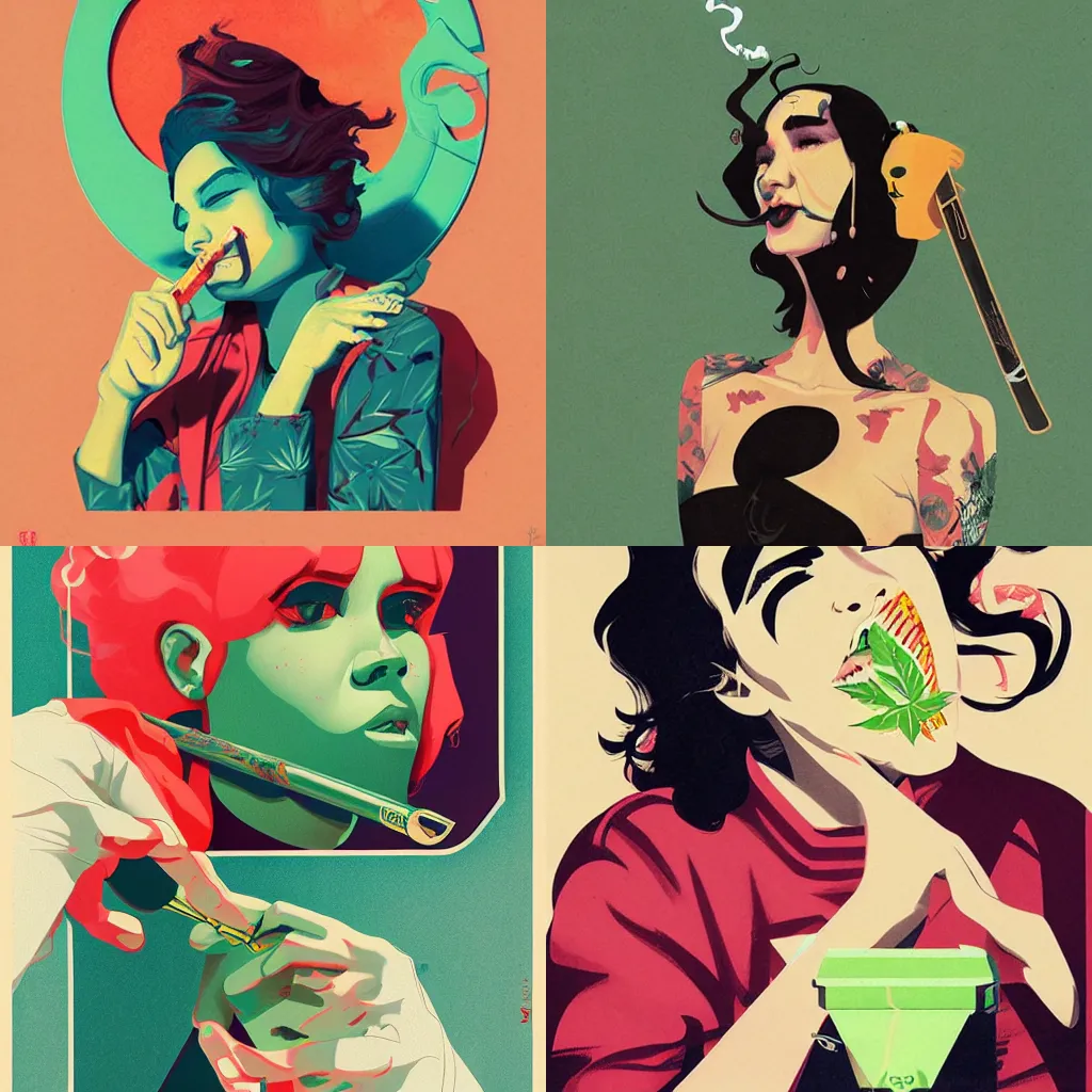 Prompt: Est Gee smoking a weed blunt by Sachin Teng + Karol Bak + Rolf Armstrong