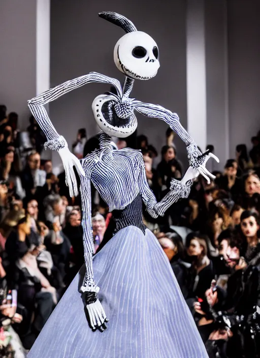 Prompt: hyperrealistic and heavy detailed balenciaga runway show of the nightmare before christmas, leica sl 2 5 0 mm, vivid color, high quality, high textured, real life