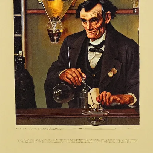 abraham lincoln as a bartender by norman rockwell | Stable Diffusion ...