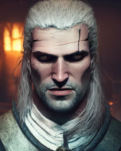 Image similar to portrait of the witcher, undead, shady, creepy, ultrarealistic, 8 k