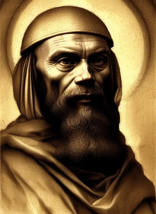 Prompt: portrait saint maximilian kolbe style art of leonardo da vinci pencil, greg rutkowski