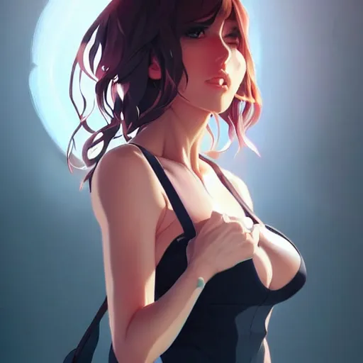 Image similar to a beautiful gina gershon alluring instagram model by guweiz and wlop and ilya kuvshinov and artgerm and makoto shinkai and studio ghibli, symmetrical eyes, aesthetic, gorgeous, stunning, alluring, attractive, artstation, deviantart, pinterest, digital art