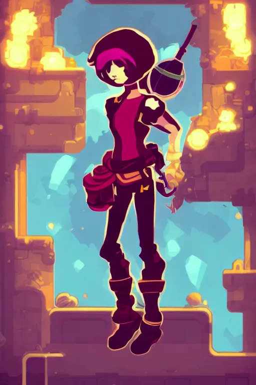 Prompt: an in game portrait of robin from iconoclasts, iconoclasts art style.