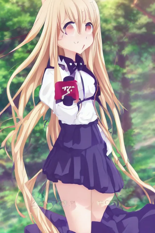 Prompt: An anime portrait of a high school girl by aniplex, full body, kawaii, Illustrator, pixiv