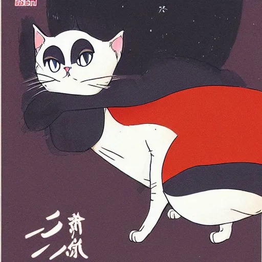 Prompt: cat by hayao miyazaki i