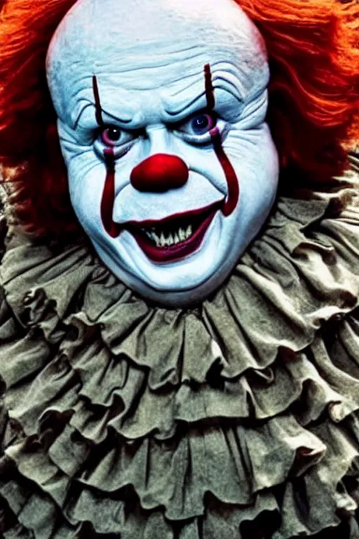 Image similar to ' danny devito as pennywise, it 2 0 1 7, andy muschietti. poster, movie poster, sharp, coherent, clean, artistic, award winning poster!!!!!!!