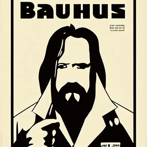 Prompt: Bauhaus poster of the dude from the big lebowski