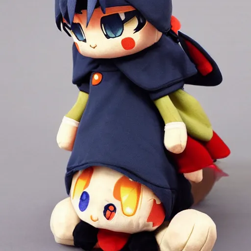 Prompt: cute fumo plush of a foxboy rpg item shop owner, three point lighting, dramatic, anime, grumpy