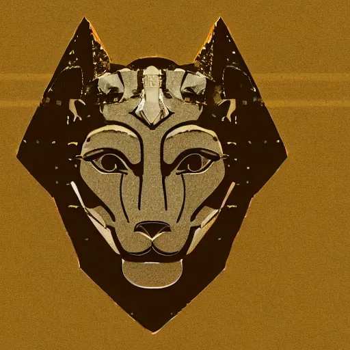 Image similar to highly detailed stencil of Anubis' face overlooking the pyramids