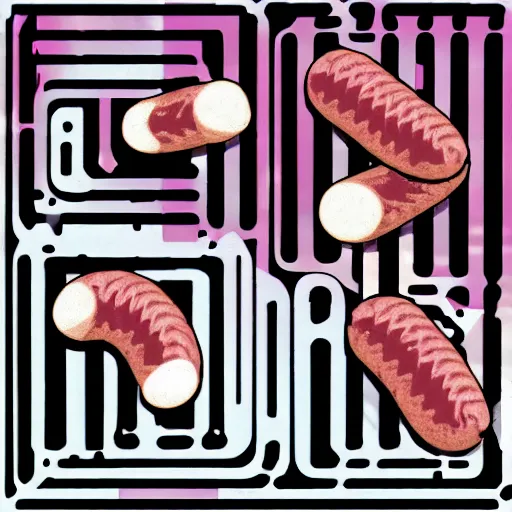 Image similar to sausage, traumacore, glitchcore, glitch, drain