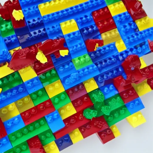 Image similar to tongue melting on legos