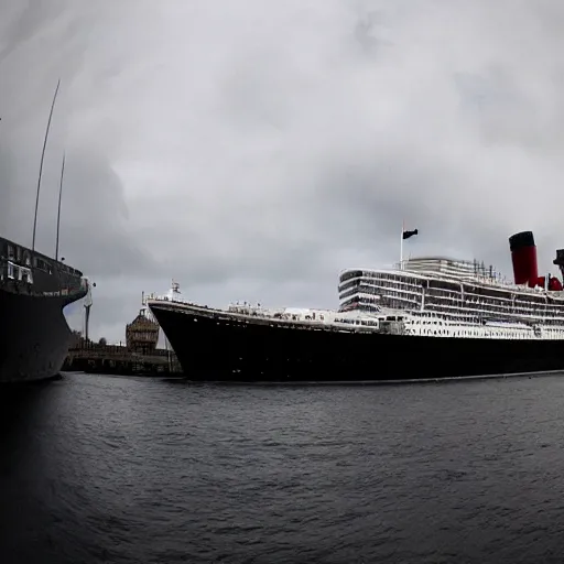 Prompt: a fisheye lens photo of the queen elizabeth ii