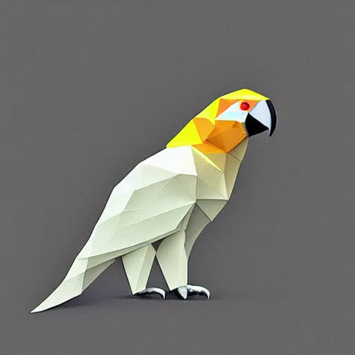 Image similar to a geometric, low poly parrot by mark li, digital art