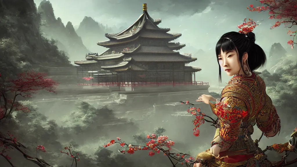 Prompt: beautiful painting of ancient china, unreal engine, ross tran, cinematic, intricate detail