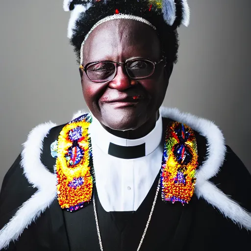 Image similar to dslr photo of a bishop tutu wearing a tutu, full bodied portrait, very high quality face, extremely high quality, moody lighting, real camera, real photo, 8 k,