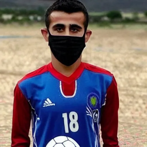 Image similar to kurdish eastern soccer player with face mask