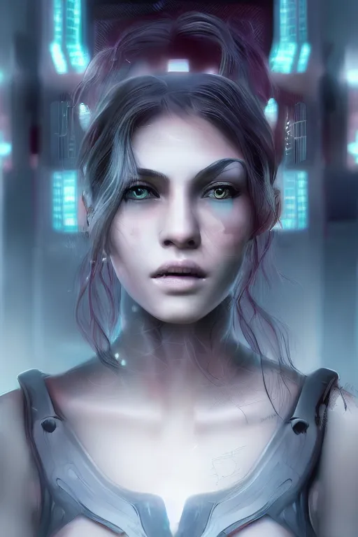 Image similar to heroine, beautiful, cyberpunk futuristic female, ultra detailed, digital art, 8 k, character, realistic, portrait, hyperrealistic