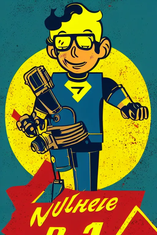 Image similar to fallout 7 6 retro futurist illustration art by butcher billy, sticker, colorful, illustration, highly detailed, simple, smooth and clean vector curves, no jagged lines, vector art, smooth andy warhol style