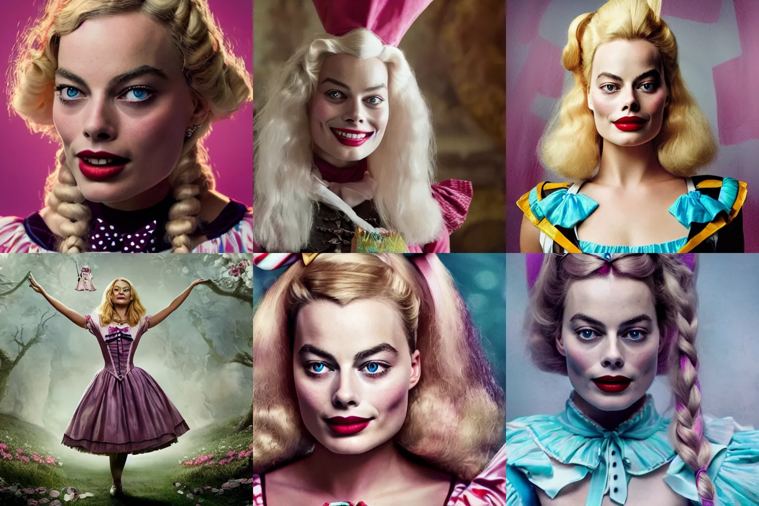 Prompt: portrait of Margot Robbie as Alice in Wonderland