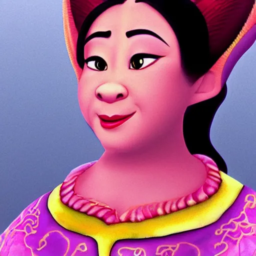 Prompt: portrait of an asian fiona from shrek ( 2 0 0 1 )