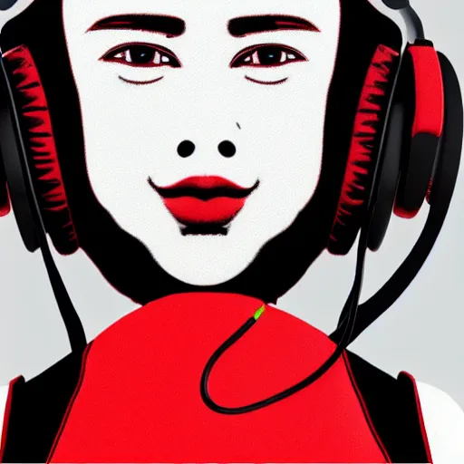 Image similar to crow in red headphones