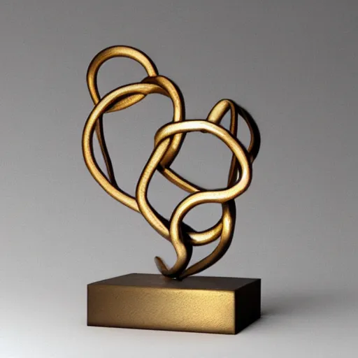 Prompt: a bronze sculpture of two lovers entwined , 3d render, abstract art