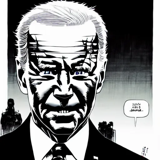 Image similar to Joe Biden looking sinister, by Tsutomu Nihei, highly detailed