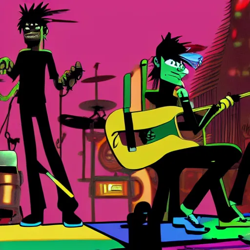 Image similar to Gorillaz cartoon, Gorillaz, 2006, Phase 2 Gorillaz, MTV cartoon, animated series screenshot