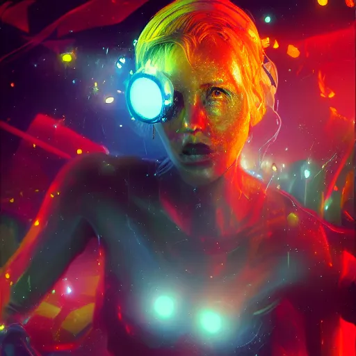 Prompt: improbability, octane render, portrait made of paint, splashes of colors, comic book art, highly detailed