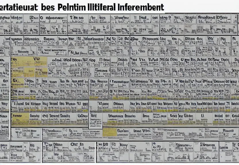 Prompt: a periodic table of important literary figures