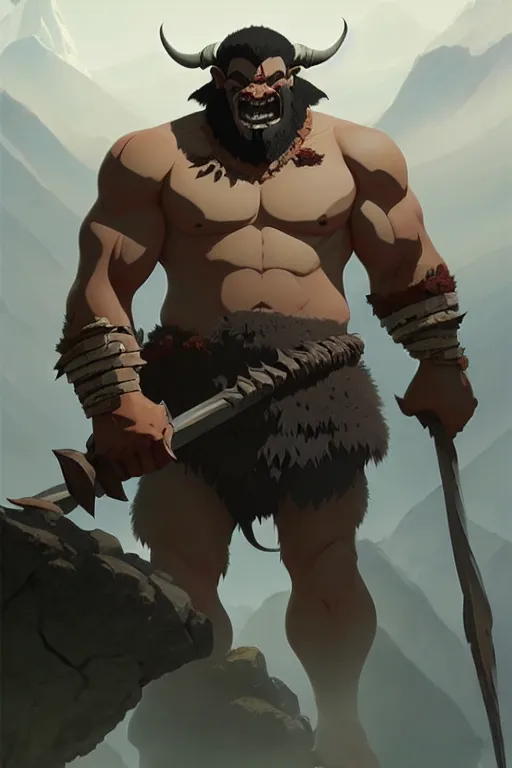 Image similar to orc barbarian male, finely detailed perfect face, exquisite details, earth magic, mid view, design on a white background, by studio muti, greg rutkowski makoto shinkai takashi takeuchi studio ghibli