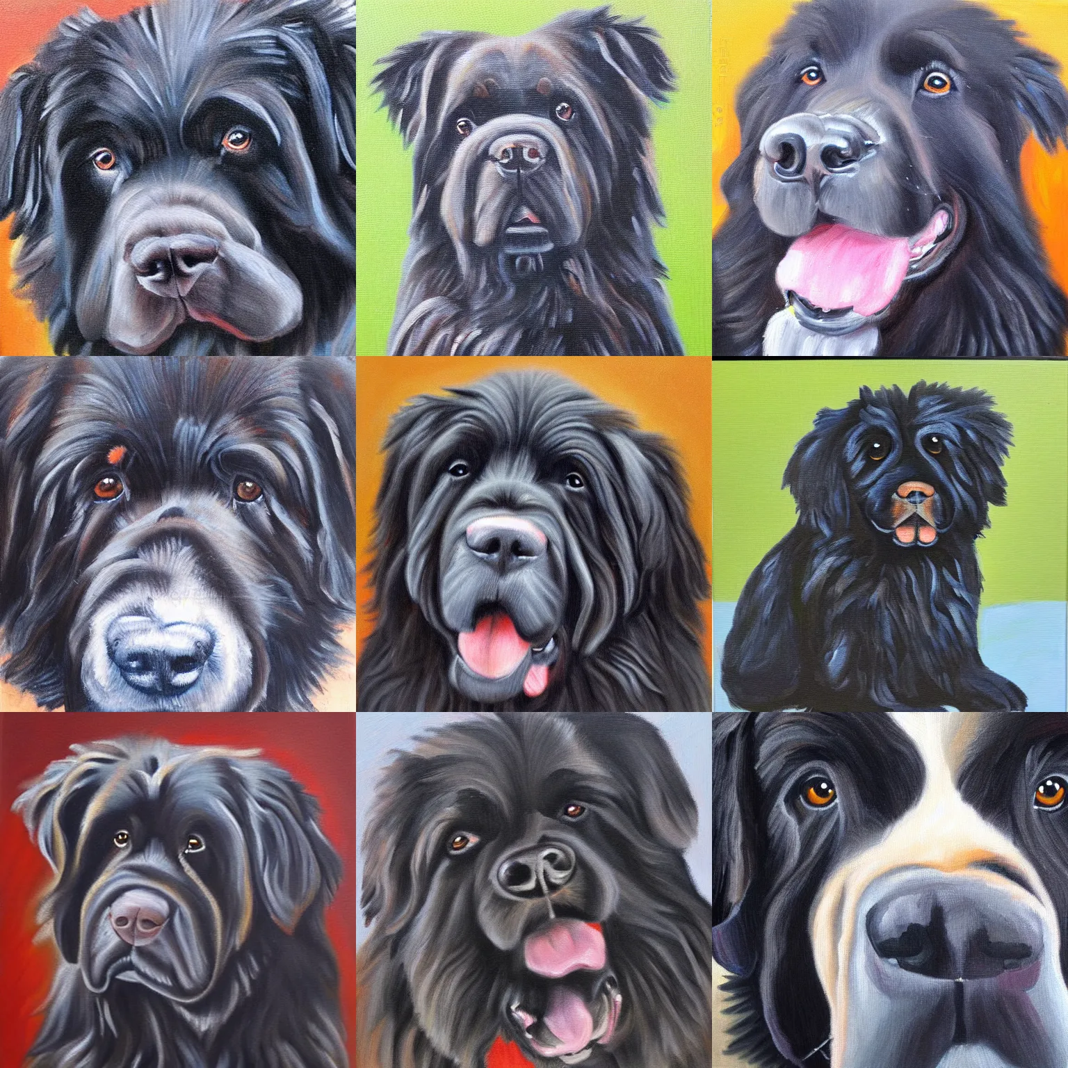 Prompt: portriat of a newfoundland dog, oil painting