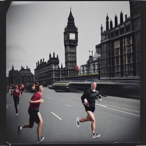 Polaroid of people running past Big Ben Stable Diffusion OpenArt