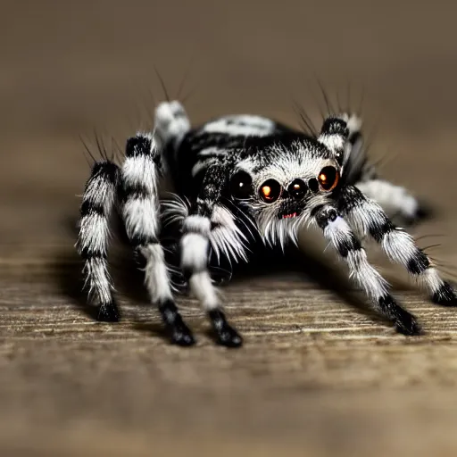 Prompt: cat jumping spider hybrid hunting