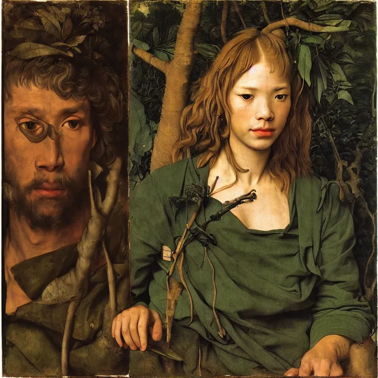 Prompt: portrait of a vietnam war soldier, majestic face, in jungle, fine art portrait painting, strong light, fashion, clair obscur, by albrecht durer, by caravaggio, by diego velazquez, by jean honore fragonard, by peter paul rubbens, by bouguereau